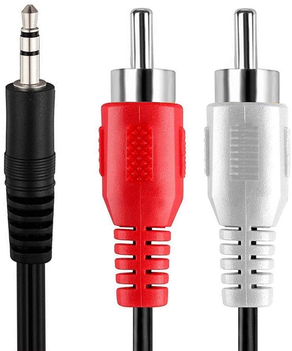 3.5mm Jack Stereo Audio to 2 RCA Cable - AV Video TV-Out Speaker Amplifier Connect TRS 3-Pole Plug to Dual RCA - 3 Meter - Image 1