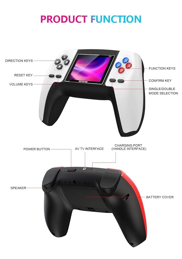 P5-Controller Style Retro Console With 520 Classic Games , Digital Game Player,Rechargeable Controller White - Image 3