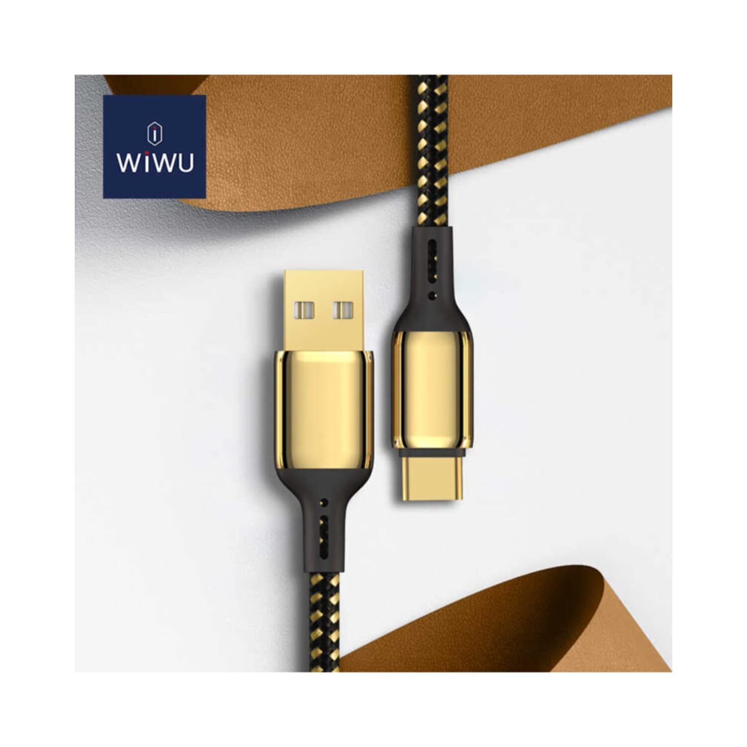 WiWU GD-101 18K GOLD DATA Cable 20W 2.4A USB to USB-C / Type-C Zinc Alloy + Nylon Braided 3Meter - Image 3