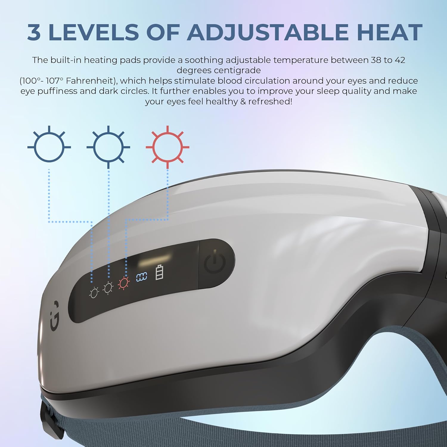 iGear Imassager: Eye Massager for Stress Relief, Sleep Aid And Eye Strain, Heat, Air Pressure and Compression, Rechargeable, 1-Year Warranty - Image 3