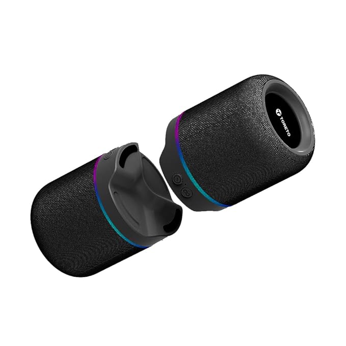 Toreto TOR-464 Twin Magno Magnetic Wireless Bluetooth Speaker 16W  Detachable Dual Speakers, RGB Lights, 6H Playtime, TWS Stereo Mode, Type-C Charging, Portable Wireless Speaker Black - Image 1