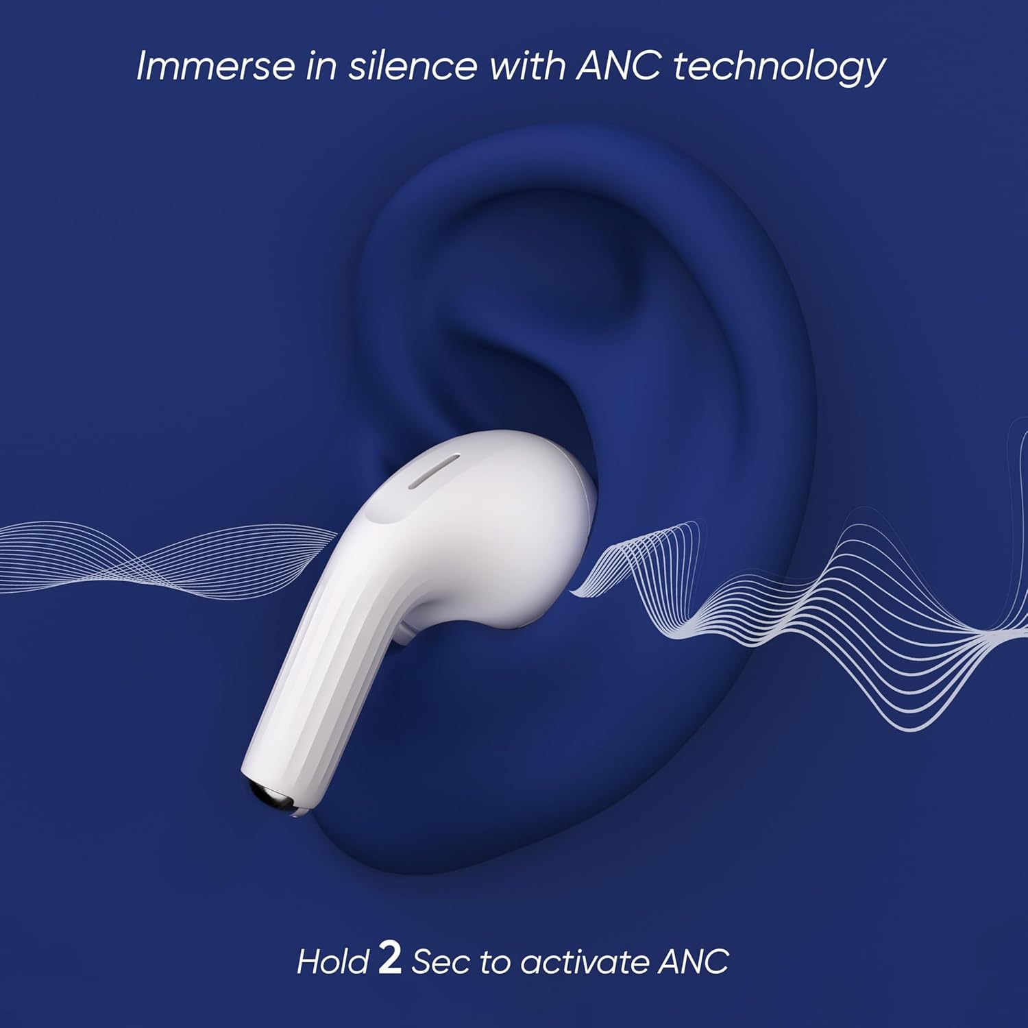 iGear Sonic True Wireless Earbuds with 32dB ANC, ENC, 13mm Dynamic Drivers, Upto 30Hrs Playtime, IPX4, Wireless Charging & Type-C Fast Charging White - Image 4