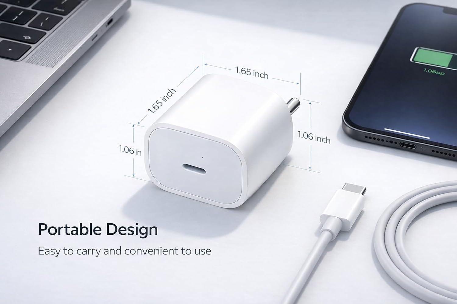 Accede A106 Speed-X 20W Pd Fast Bis Certified 3A High-Speed Type C Charger to Iphone Cable White - Image 6