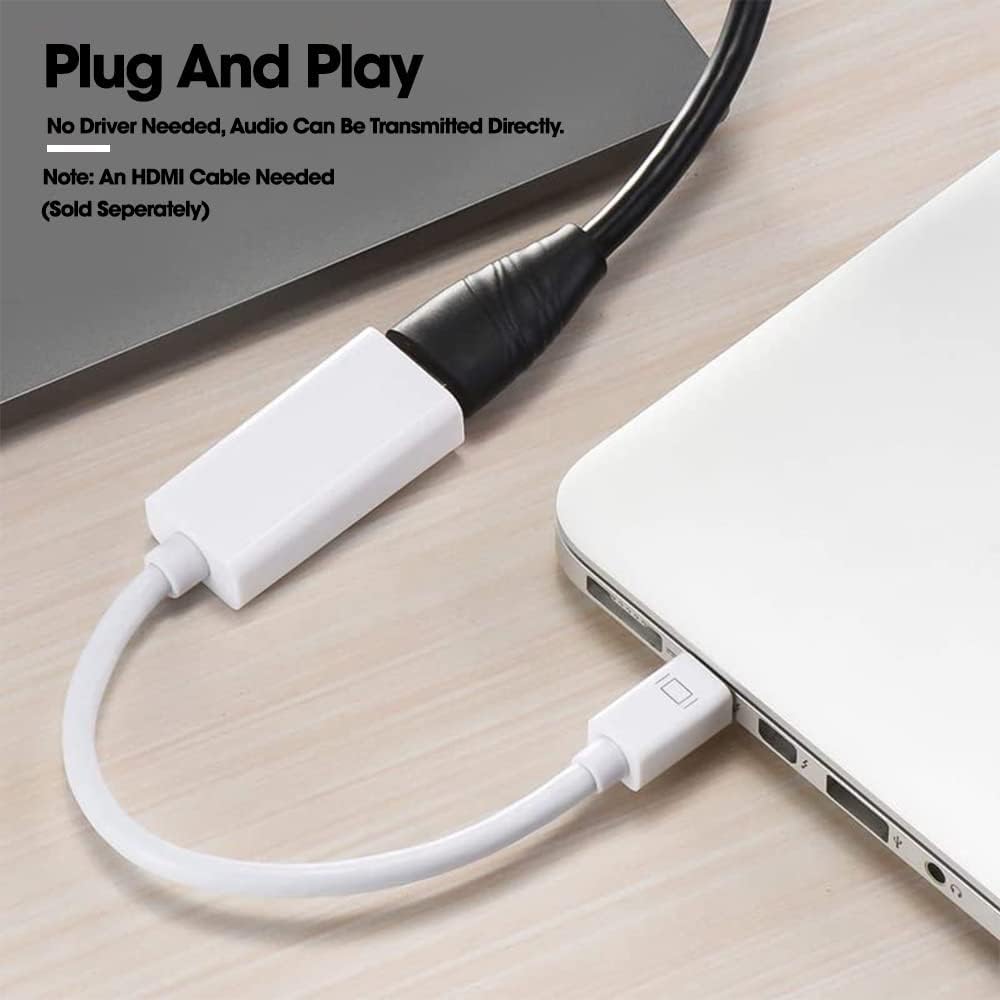 Mini DisplayPort  Mini DP Thunderbolt to HDMI 4K HD Video Adapter for MacBook Pro iMac MacBook Air Mac Mini Laptop (37.1 cm, White) - Image 6