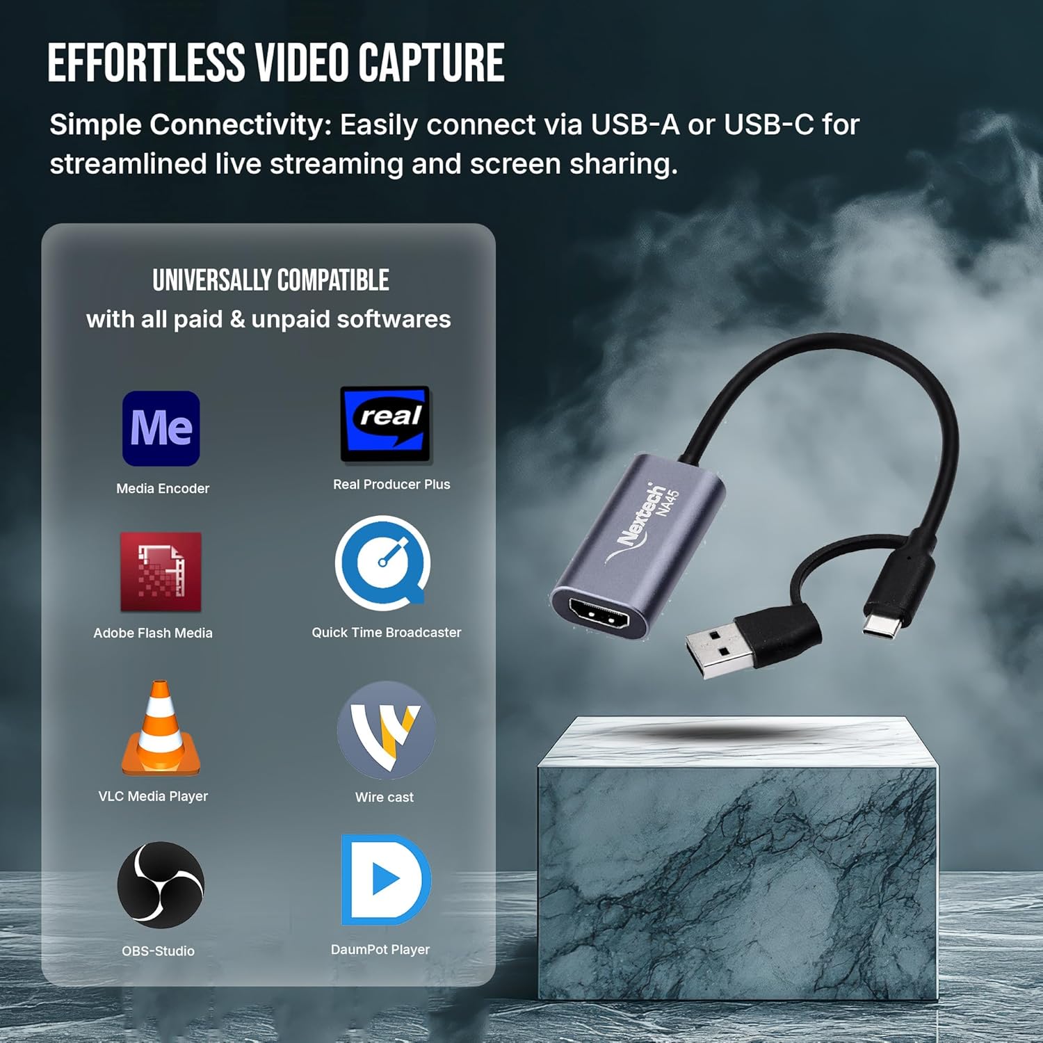 Nextech NA45 HDMI Video Capture Card with Dual USB, Ideal for Gaming, Streaming, Broadcasting, and Video Recording - Image 5