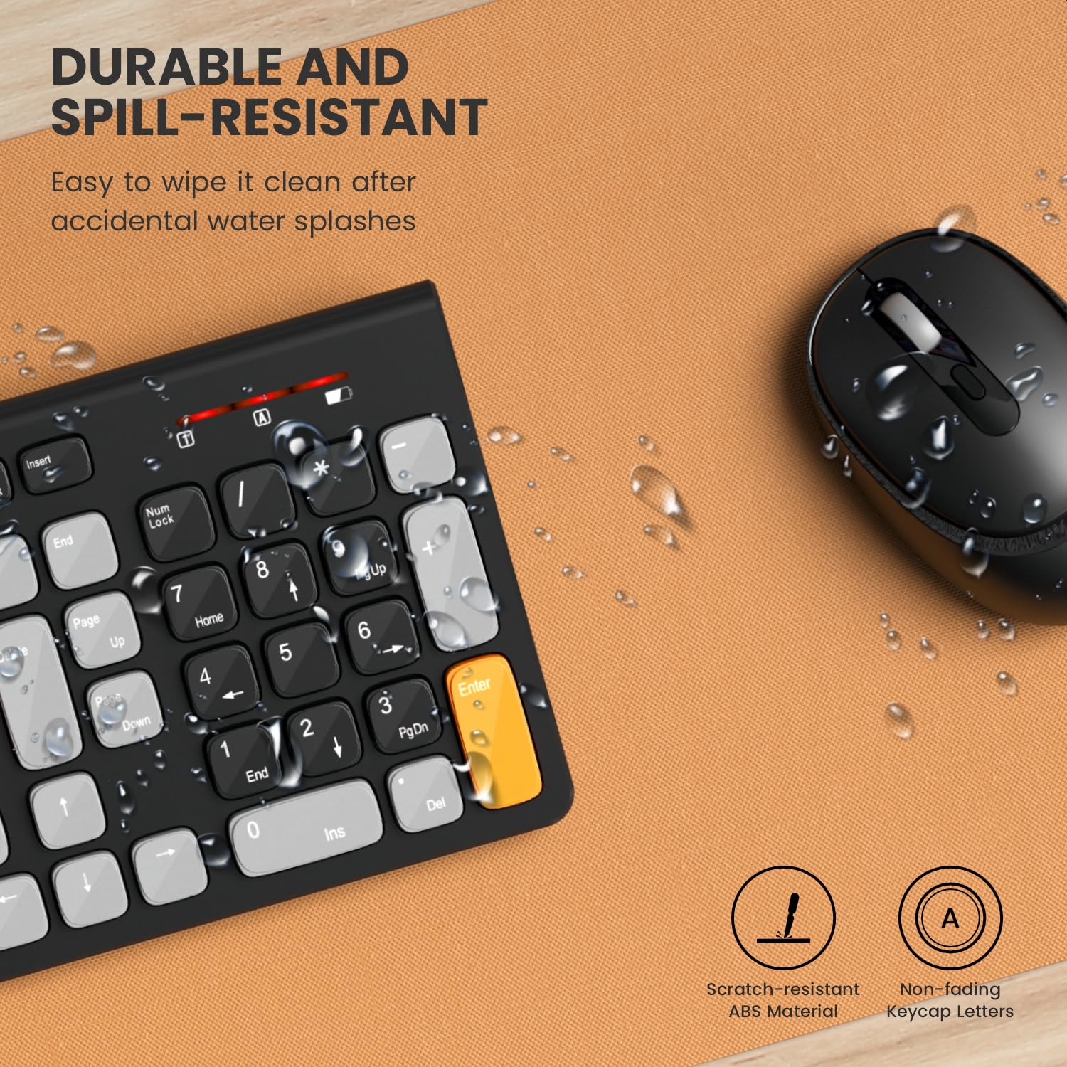 Portronics POR 2113 Key7 Combo Wireless Keyboard & Mouse Set with Copilot AI, 2.4 GHz USB Receiver, 10m Range, 12 Shortcut Keys, Adjustable DPI (Up to 1600), 10M Key Life for PC, Laptop, Mac(Black+Orange) - Image 7
