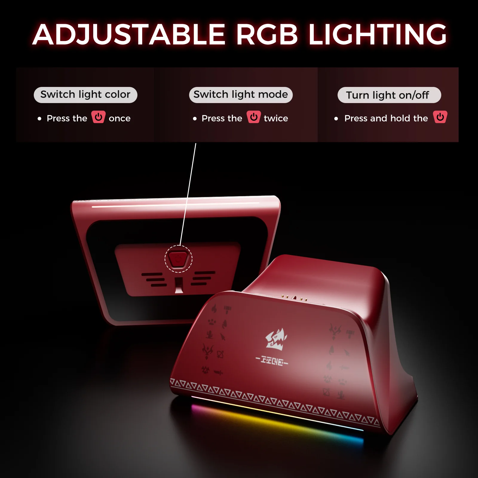 PS5 Controller Charging Stand Monster Hunter Wilderness Theme Charger for PS5 Controller Contact Fast Charging Red - Image 6