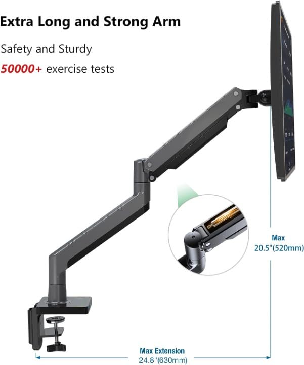 Portronics POR 3421 Aerolift Duo Dual Monitor Vertical Desk Arm Gas Spring Full Motion Swivel Monitor Mount with for up to 32 inch Monitors with Load Capacity from 4.4~30lbs for Each Arm Height Adjustable Monitor - Image 4
