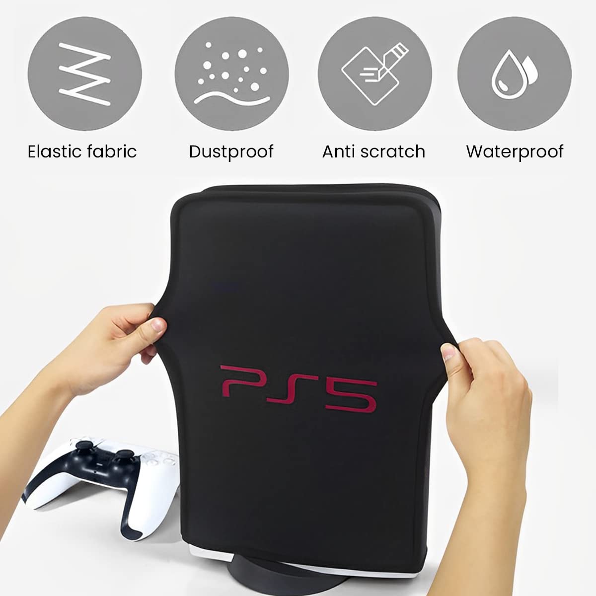 PS5 Fat / PRO Console, Dust Proof Cover Protective Case Digital Edition And Disc Edition, Black - Image 2
