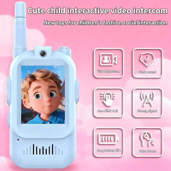 Video Walkie Talkie for Kids, Rechargeable, 2 PCS Pack, 2-Inch Screen, 2-Way Real-Time Video Call 1000FT Range, Indoor Outdoor HD Camera Multicolor - Image 14