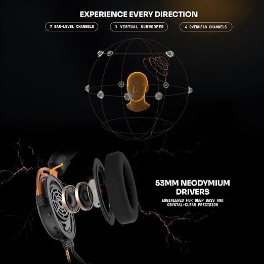Cosmic Byte Olympus 7.1.4 Surround with THX Spatial Audio + Wired Gaming Headset Black - Image 5