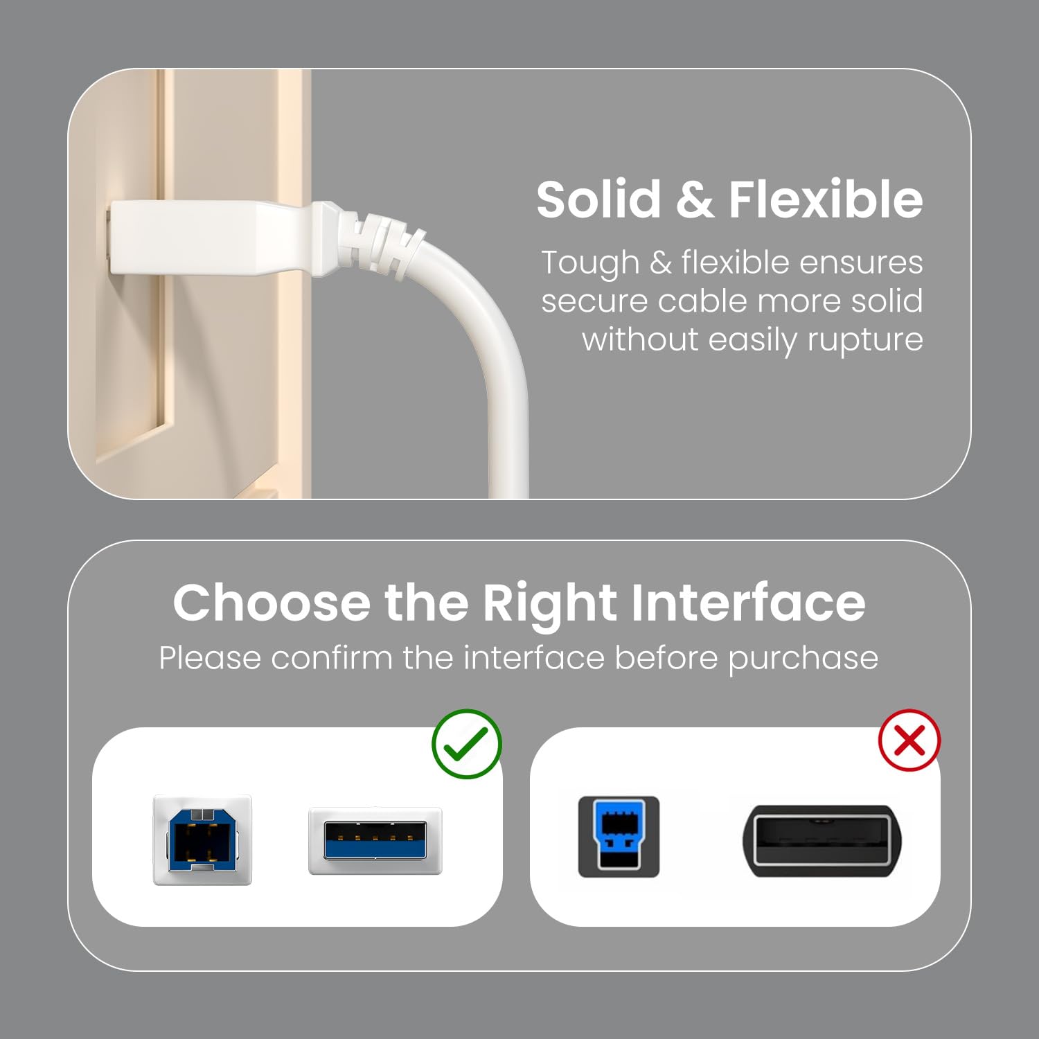Portronics POS 2851 PrintLink 5 Printer Cable USB Type-A to USB Type-B Male Connectors, 5 Meters / 16.5 Ft Long, High-Speed Transfer Cord for Printers And Scanners White - Image 9