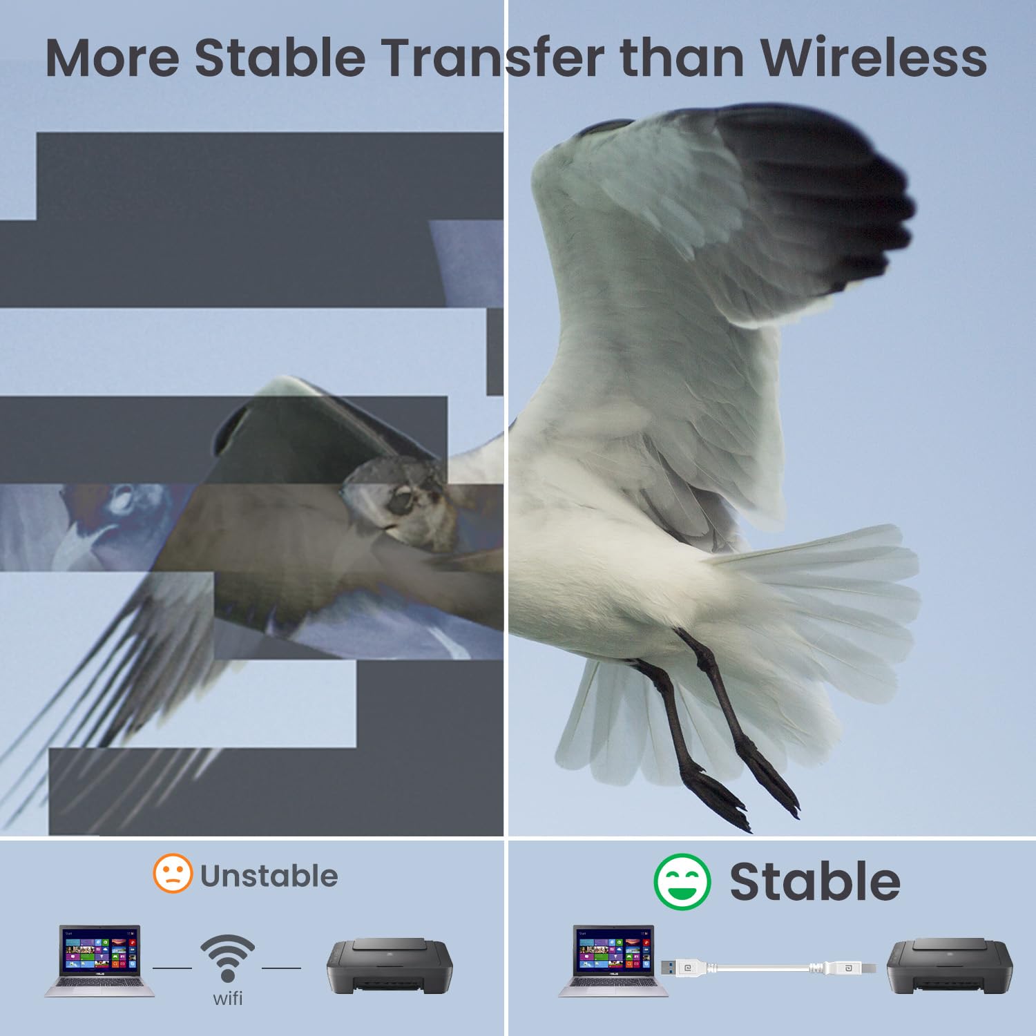 Portronics POR 2850 PrintLink 3 Printer Cable with USB Type-A to USB Type-B Male Connectors, 3 Meters / 10 Ft Long, High-Speed Transfer Cord for Printers, Scanners White - Image 6