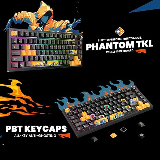 Cosmic Byte Phantom TKL Tri- Mode 2.4GHz + Bluetooth + Wired 5-PIN Hot Swap Mechanical Keyboard Black - Image 6