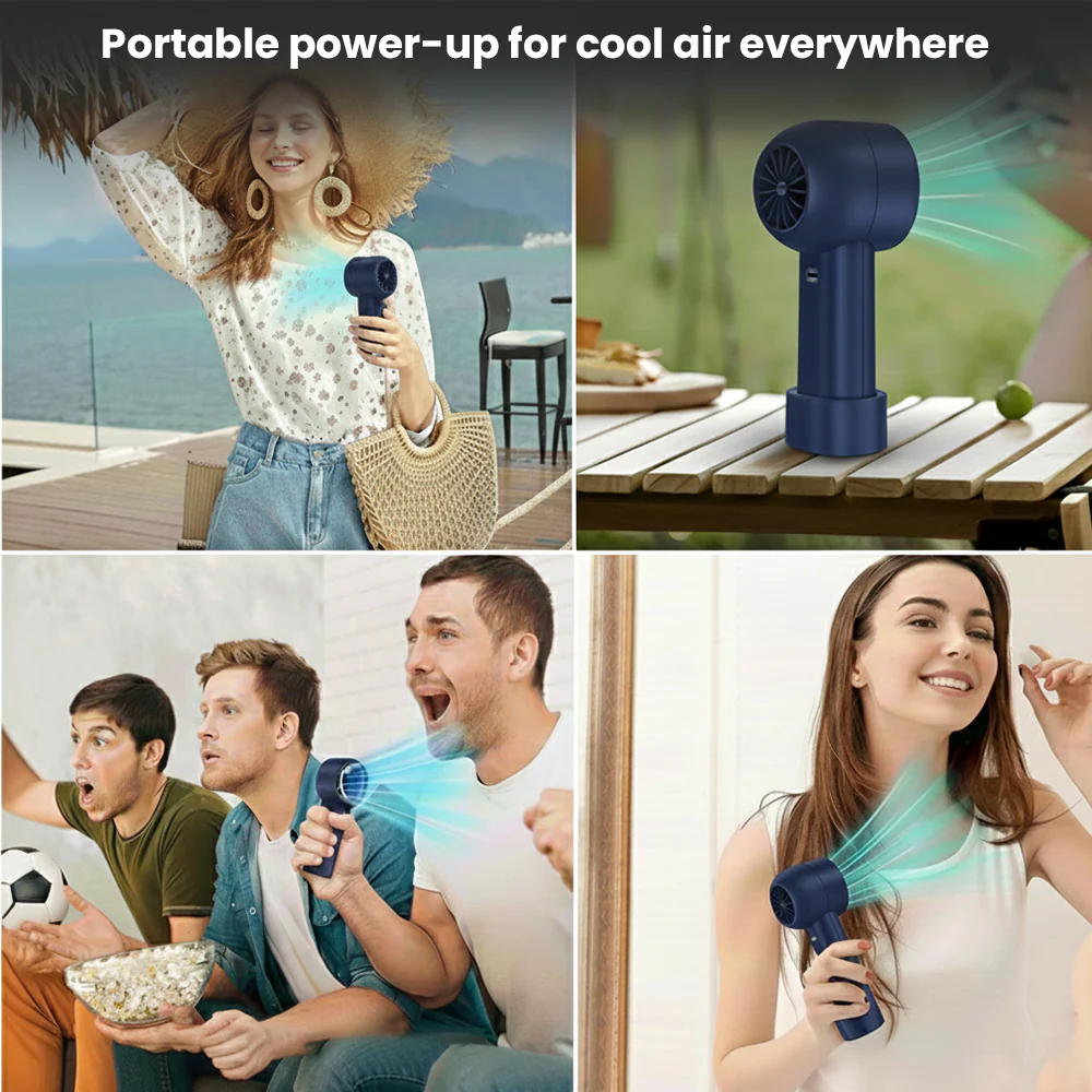 Toreto Breeze Portable hand fan with powerful and efficient blades, adjustable wind speed, display screen, turbo drive performance, Type-C charging support, and travel-friendly design - Image 5