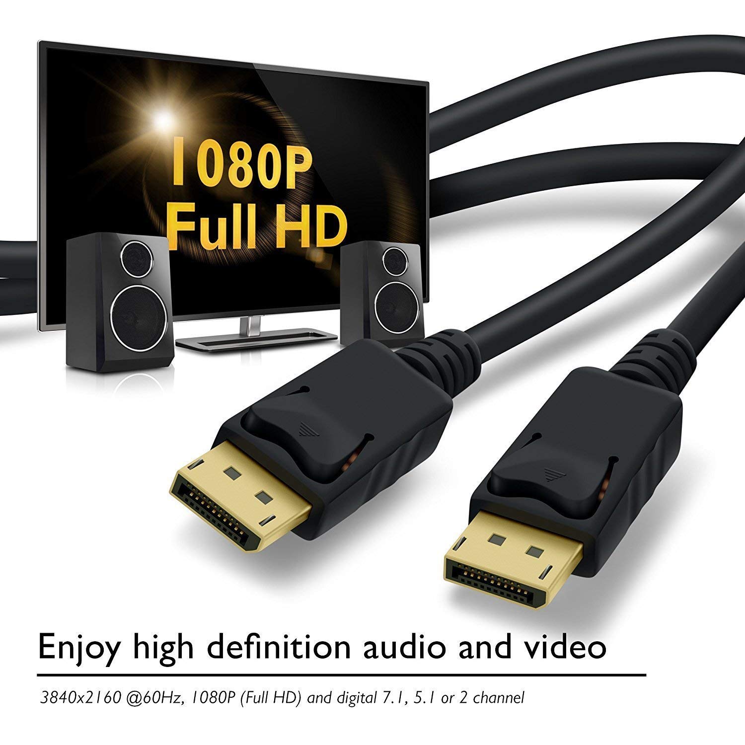 DisplayPort DP to DP Cable Male to Male 4K Resolution Ready 1.5 Meters Not HDMI Black - Image 2