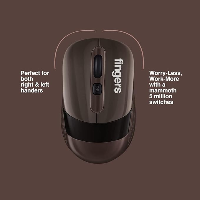 FINGERS AeroGrip Wireless Mouse with 2.4 GHz USB Receiver, Intelligent Auto Power Save Mode, Compatible with Windows, Mac & Linux - Image 5