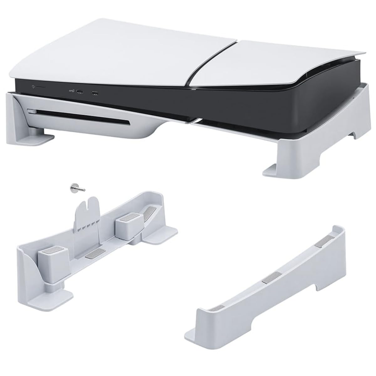 PGTECH HORIZONTAL STAND FOR PLAYSTATION 5 PS5 SLIM /PRO CONSOLE WHITE PG-P5S007B - Image 1