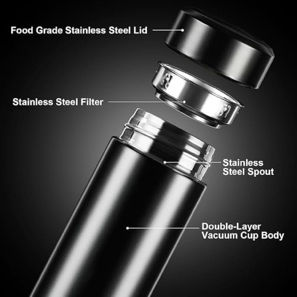 Smart Temperature Water Bottle 500ml, LED Display Touch Lid, Vacuum Insulated Stainless Steel Flask, Keeps Hot And Cold, Travel, Gym, Office Black - Image 2