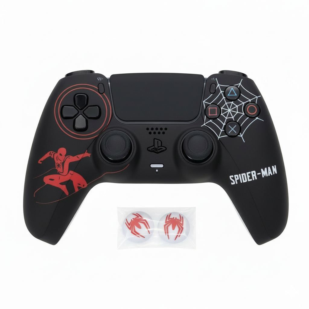 PS5 Controller Silicone Cover Case Spiderman Edition With 2 White Thumb Grips - Image 1