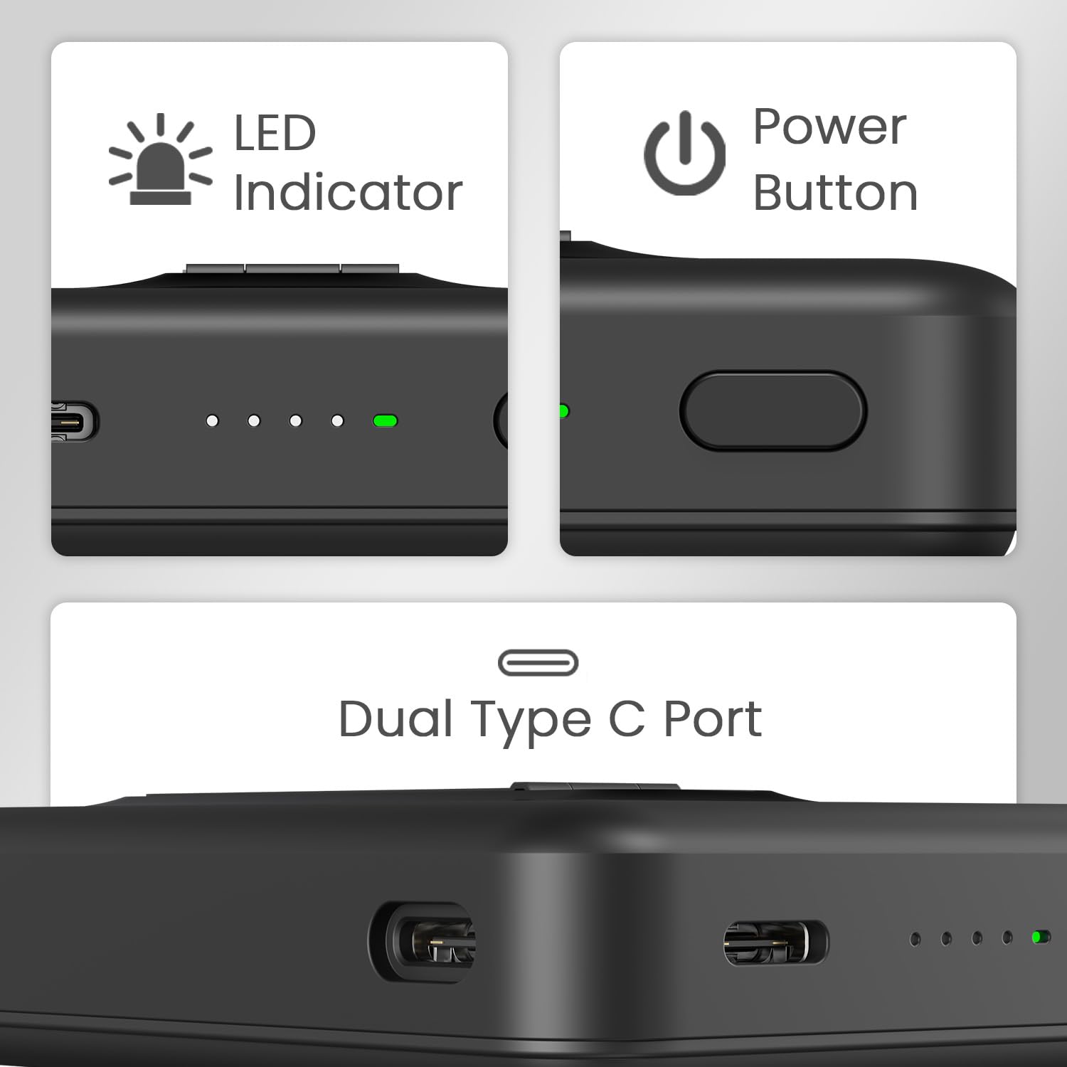 Portronics POR 2903 Revvo 15W Magsafe Wireless Powerbank 10000mAh Fast Charging Powerbank,Detachable Type C Cable,Mobile Stand,Type C Input/Output PD Port,iPhone 12 Above,Android Qi Enabled Devices Black - Image 7