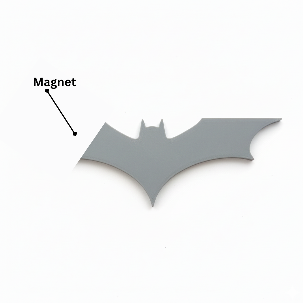 Sleek 3D-Printed Batman Fridge Magnet Grey - Image 1