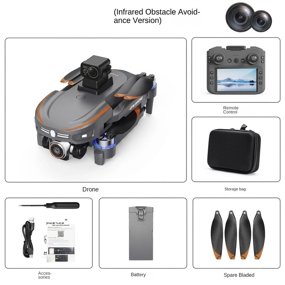 S28 GPS Drone With Inbuilt Display Remote, Brushless Motor And Obstacle Avoidance Sensor, Dual Camera, 90 Degrees Lens - Image 19