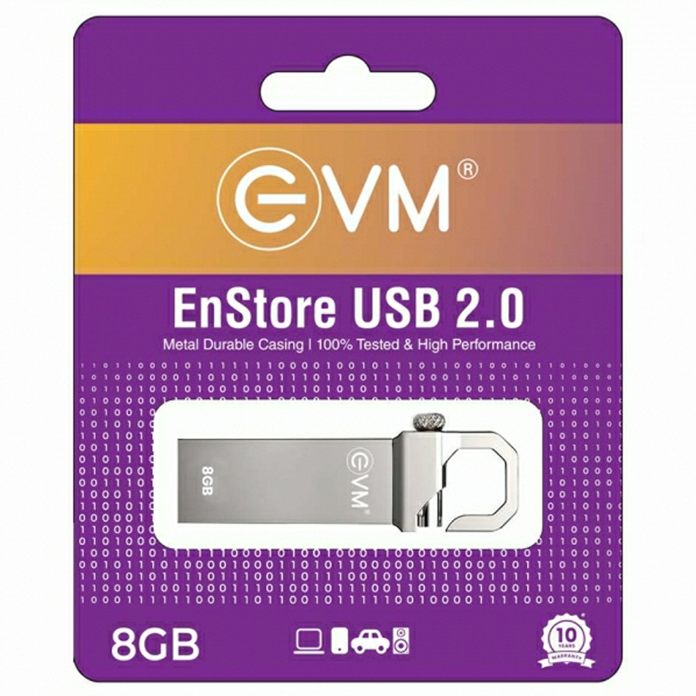 EVM 8GB EnStore Metal USB 2.0 PenDrive High Reads up to 15MB/s Writes up to 8MB/s Metal Casing - Image 2