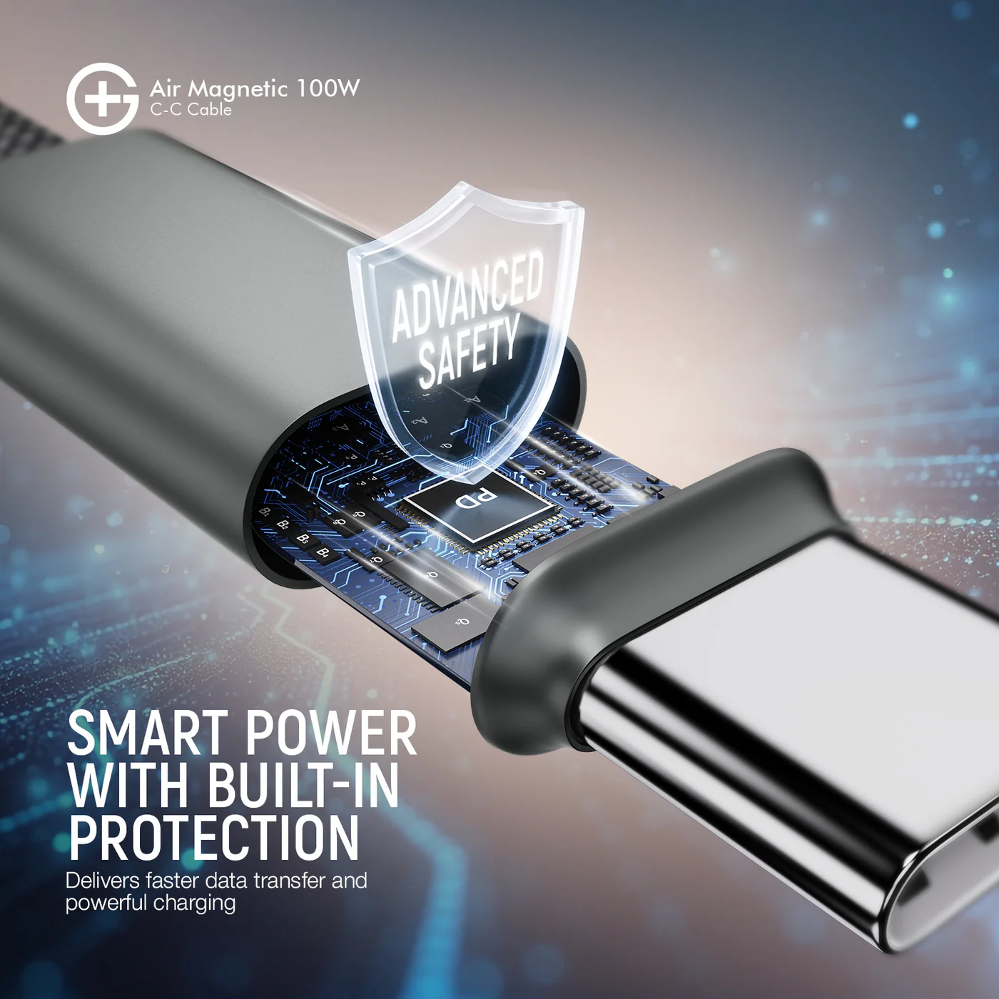 GM G+ Air Magnetic 100W C-C Cable, Tangle-Free Magnetic Design, 480Mbps Data Transfer, Fast Charging for Laptop, Tablet And Phone, 120cm Grey - Image 7