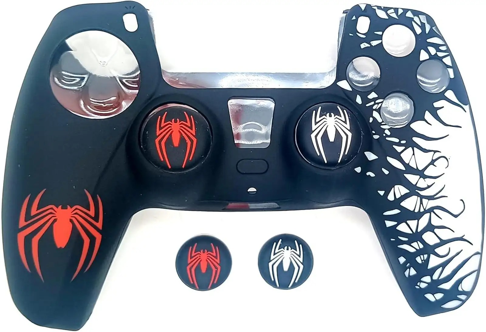 Ps5 Controller Silicone Cover Case Skin Black With Thumb Grip Spiderman - Image 1