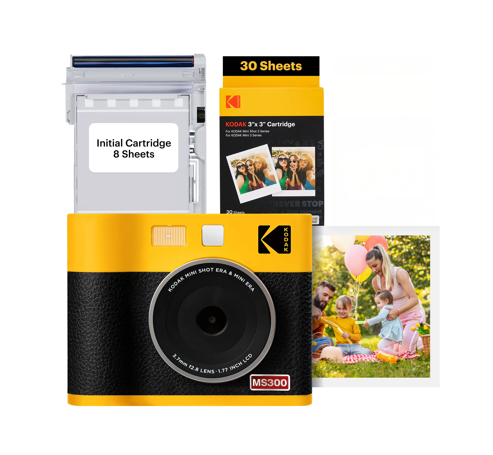 Mini Shot 3 ERA 4PASS 2-in-1 Instant Camera and Photo Printer (Initial 8 Sheets + 30 Sheets) (3" x 3") - Yellow - Image 1