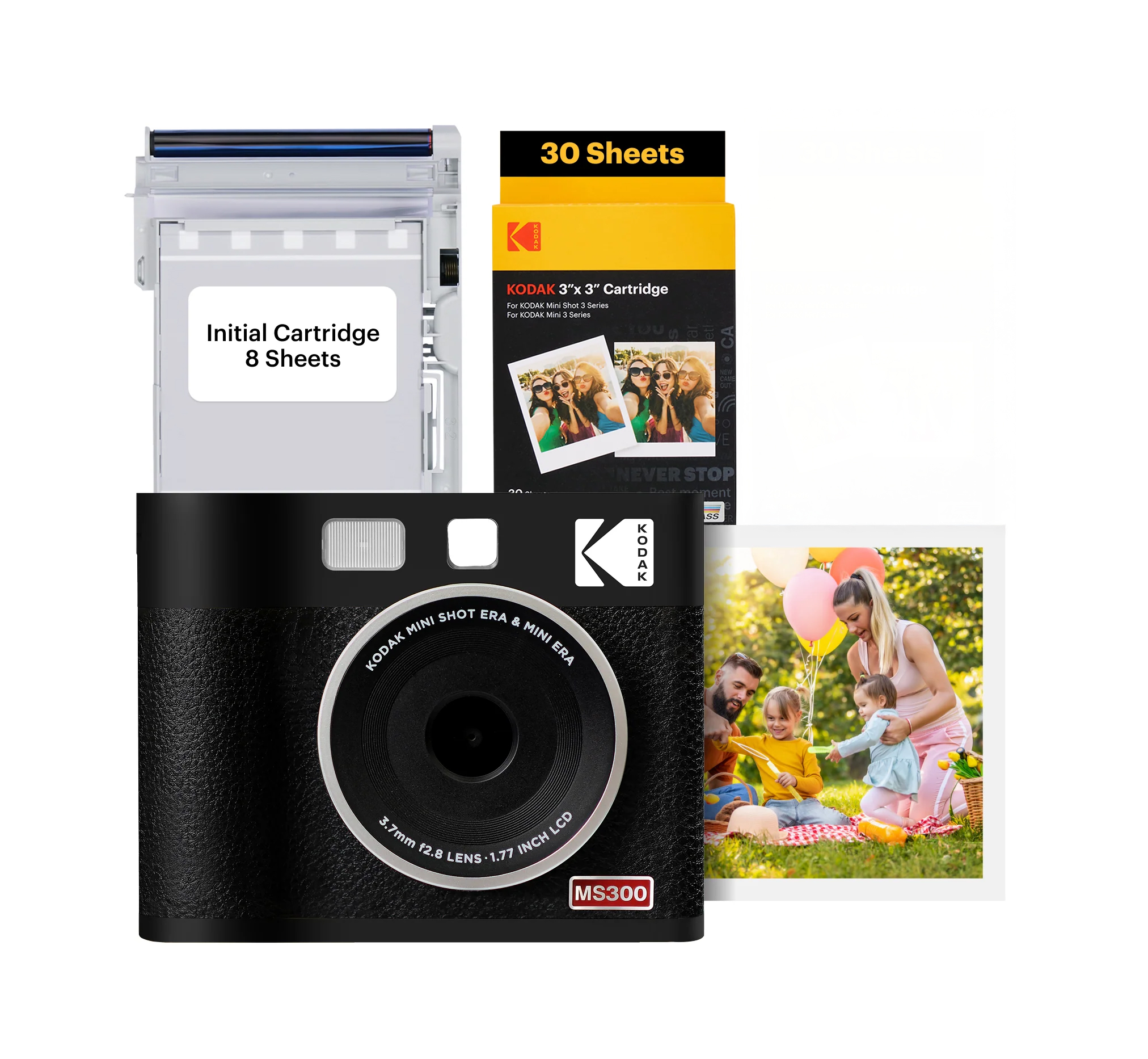 Mini Shot 3 ERA 4PASS 2-in-1 Instant Camera and Photo Printer (Initial 8 Sheets + 30 Sheets) (3" x 3") - Black - Image 1