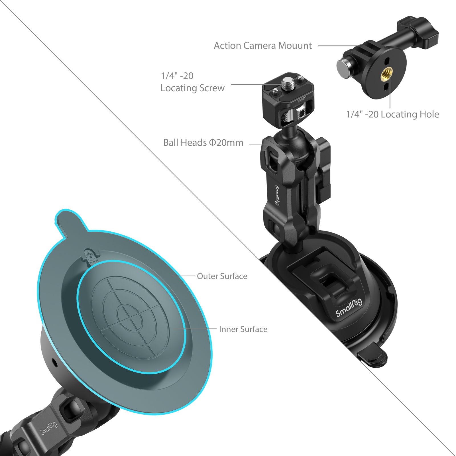 SmallRig Brand Portable Suction Cup Mount Support Kit for Action Cameras/Mobile Phones SC-1K 4275 - Image 2
