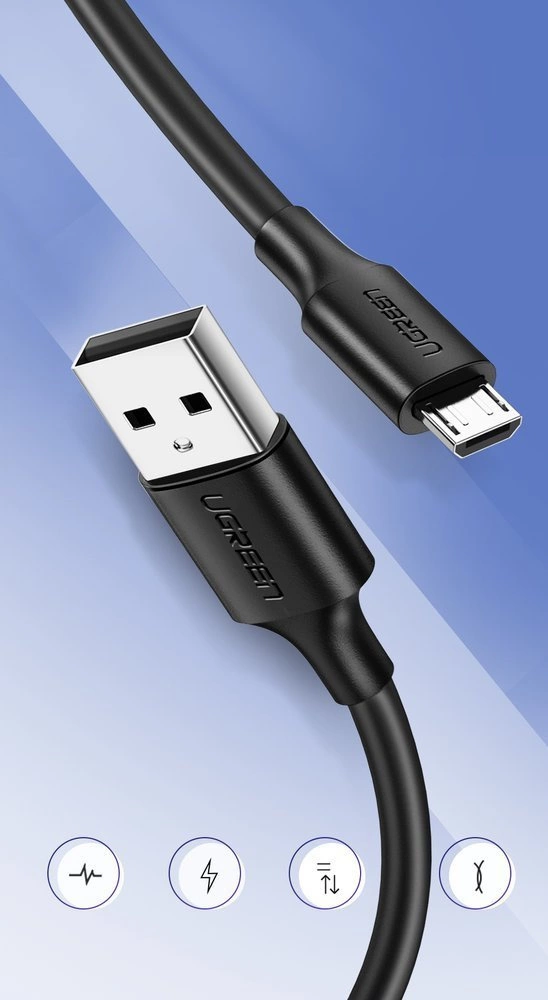 UGREEN US289 USB-A to Micro USB Cable 2A Max Black 1m-60136 - Image 4