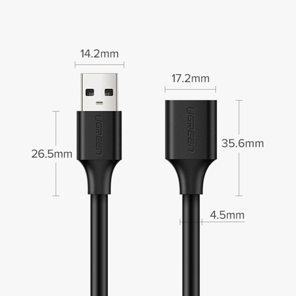 Ugreen US103 USB 2.0 A Male to A Female Cable 1.5m (Black)-10315 - Image 4