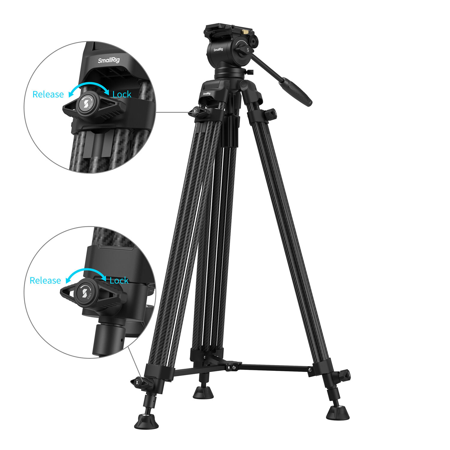 SmallRig Brand AD14 Heavy-Duty Carbon Fiber Tripod 5441 - Image 6