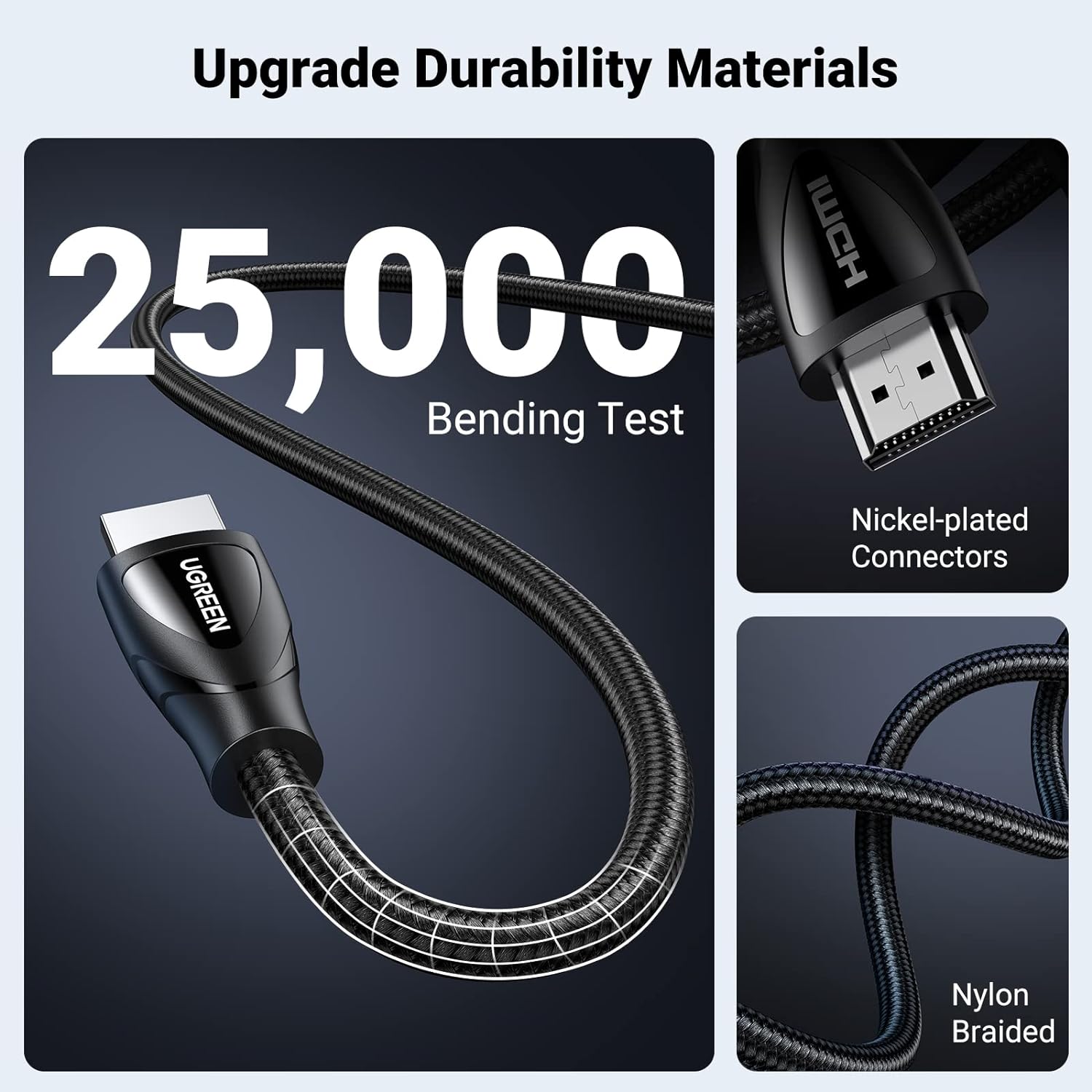 UGREEN HD140 HDMI 8K Cable Male to Male Braided Black 1m-80401 - Image 7