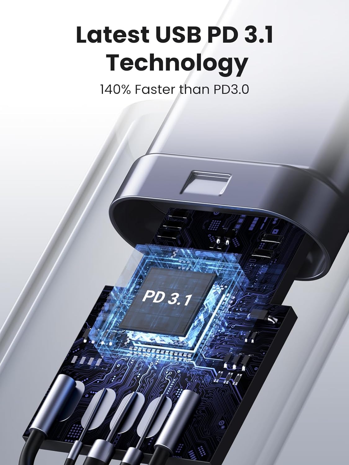 UGREEN US535 USB-C to USB-C PD Fast Charging Cable 5A Max Space Gray 1m-15311 - Image 3