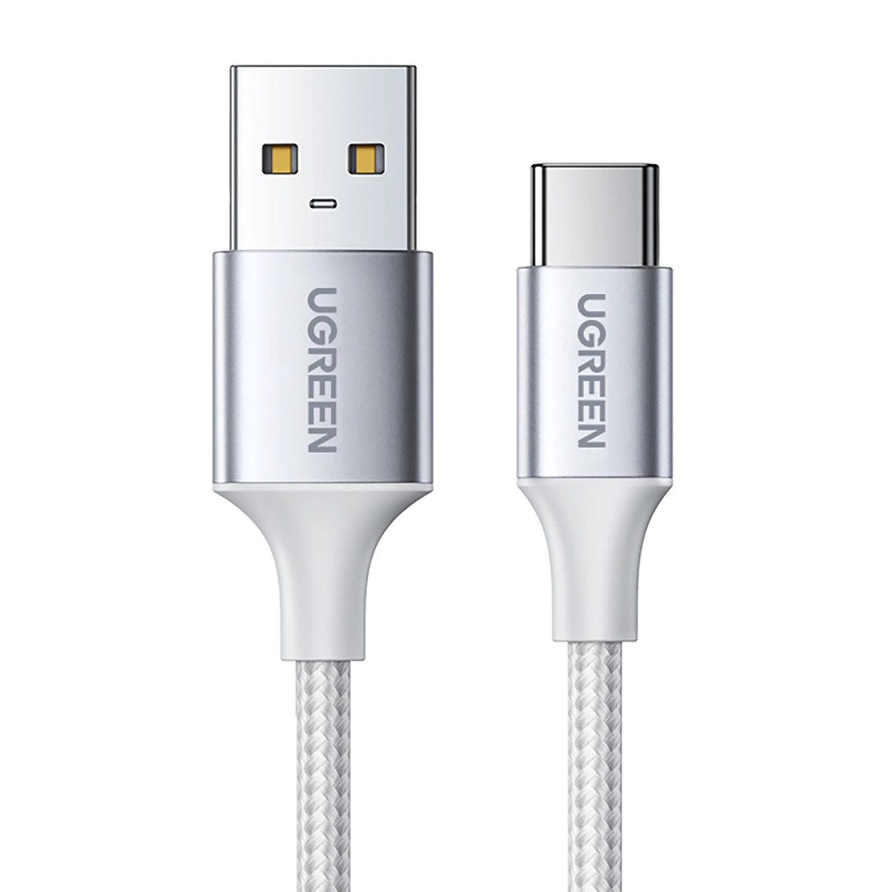 UGREEN US288 USB-A 2.0 to USB-C Cable Nickel Plating Aluminum Braid 1m (White)-60131 - Image 1
