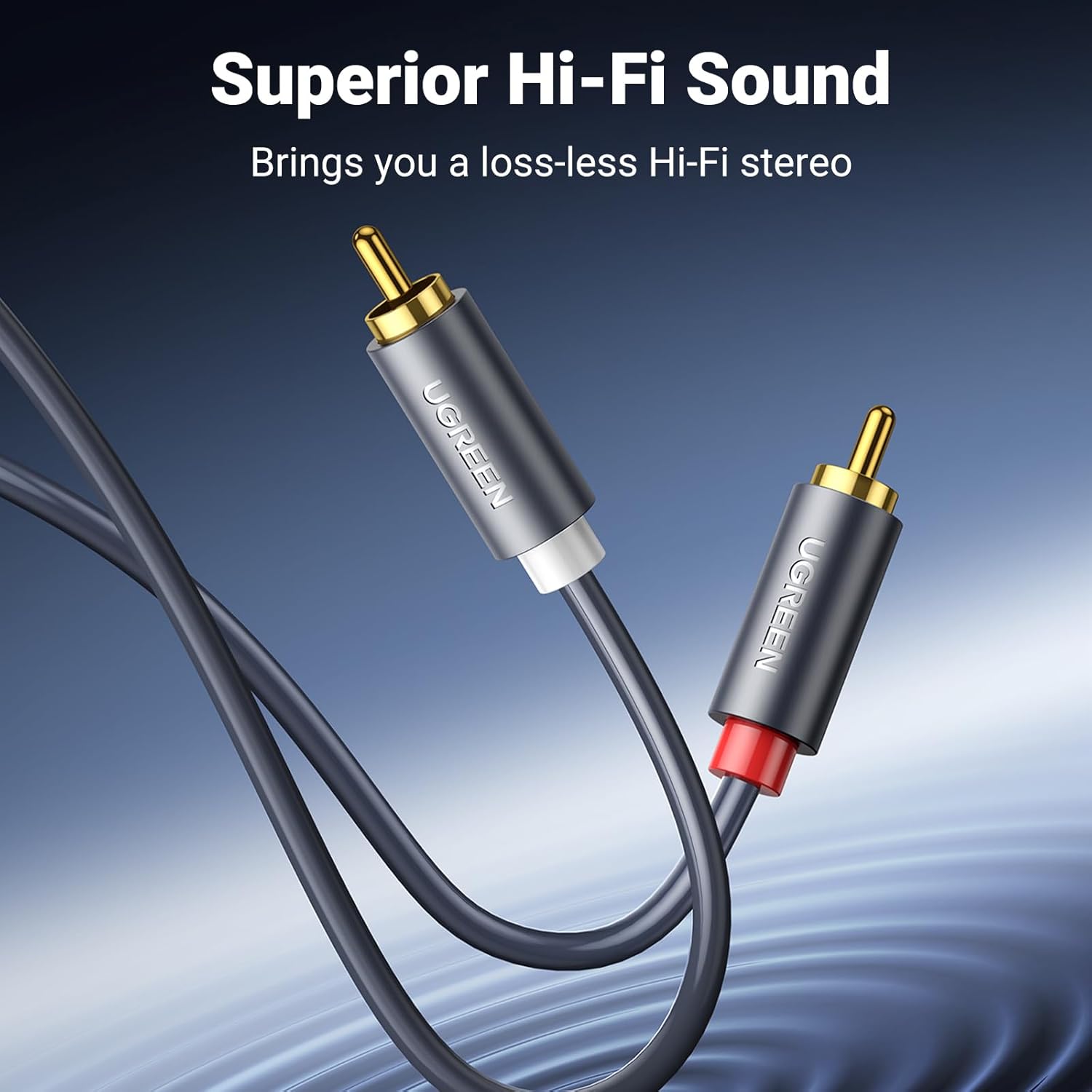 Ugreen AV104 2RCA Male to 2RCA Male Cable 1m (Black)-30747 - Image 2