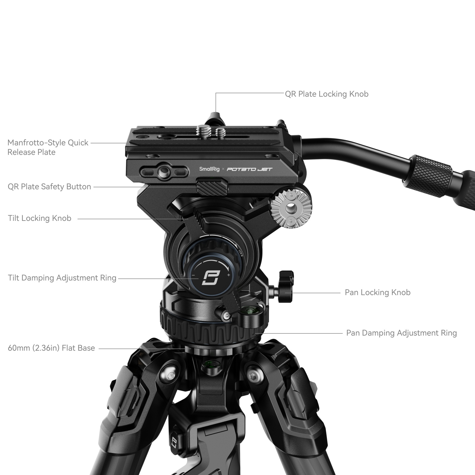 SmallRig Brand x Potato Jet TRIBEX Hydraulic Carbon Fiber Tripod 4858 - Image 6