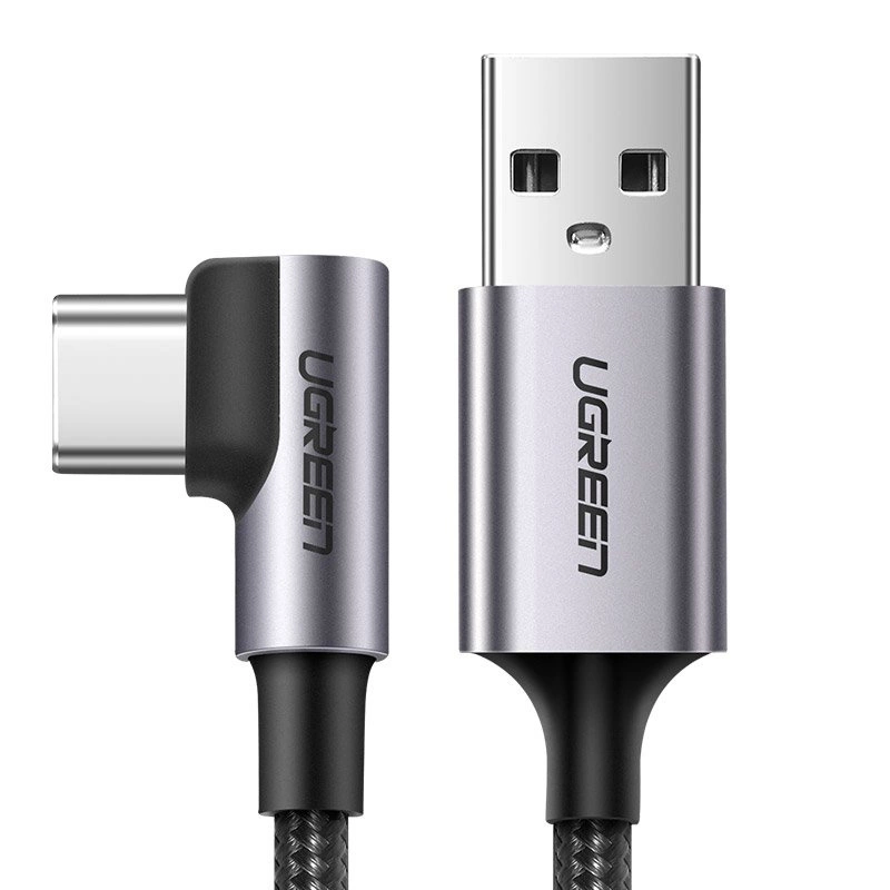 UGREEN US284 Right Angle USB-A to USB-C Cable 3m (Space Gray)-70255 - Image 1