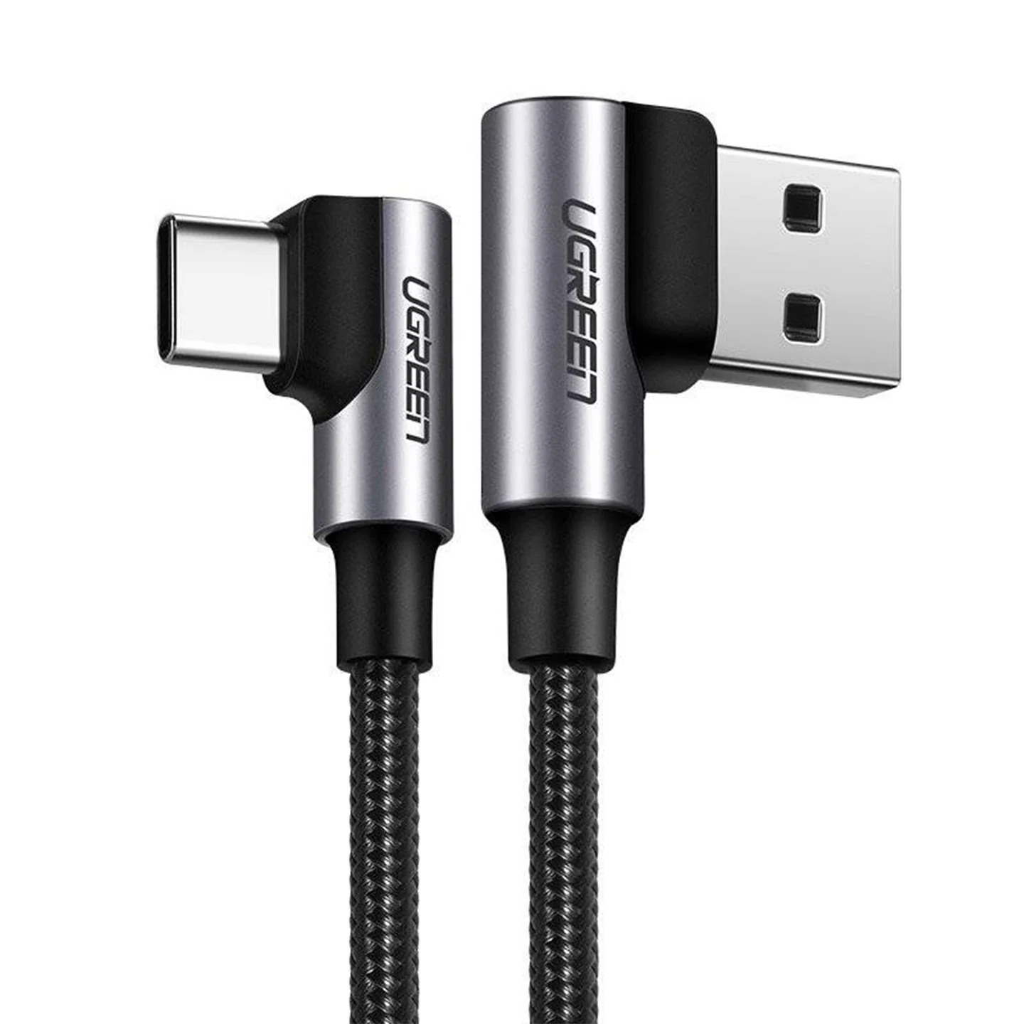Ugreen US176 USB-A to USB-C 90 Degree Fast Charging Cable Space Gray 0.5m-20855 - Image 1