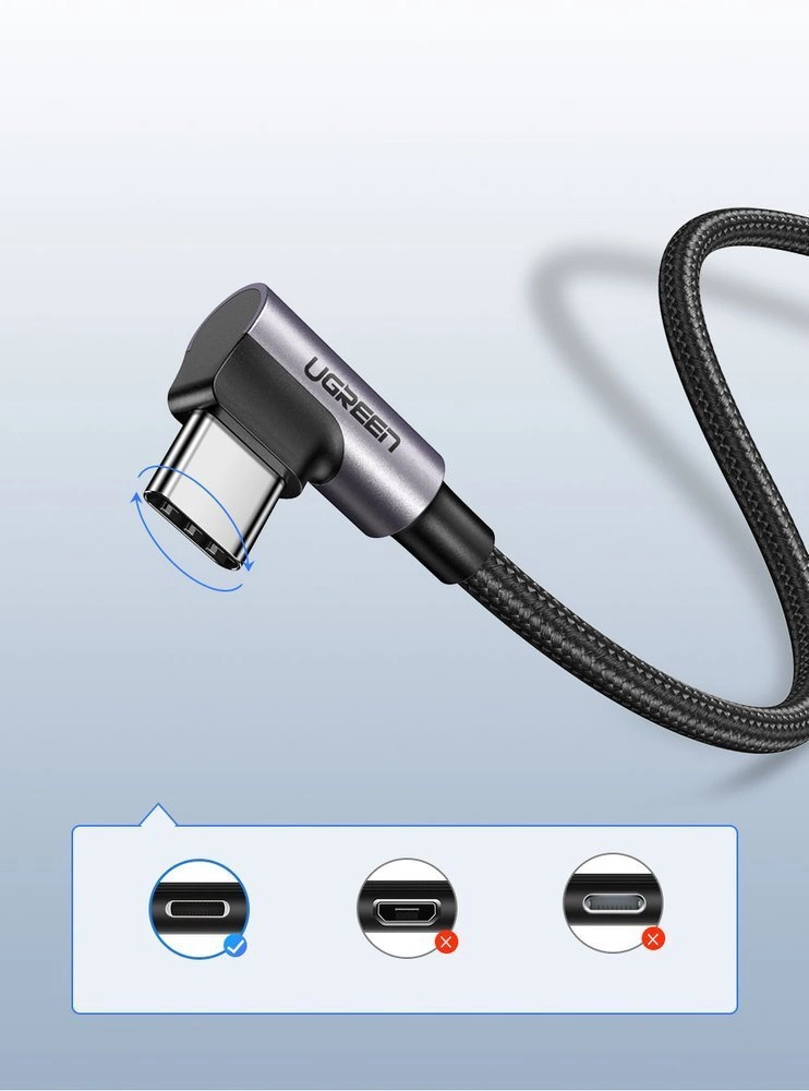 Ugreen US284 Right Angle USB-A to USB-C Cable 2m (Space Gray)-50942 - Image 7