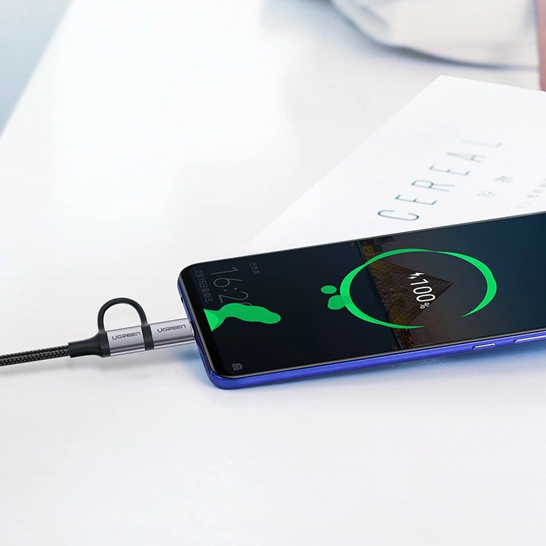 UGREEN US177 USB-A to Micro USB + USB Type-C Cable 1m (Black)-30875 - Image 4