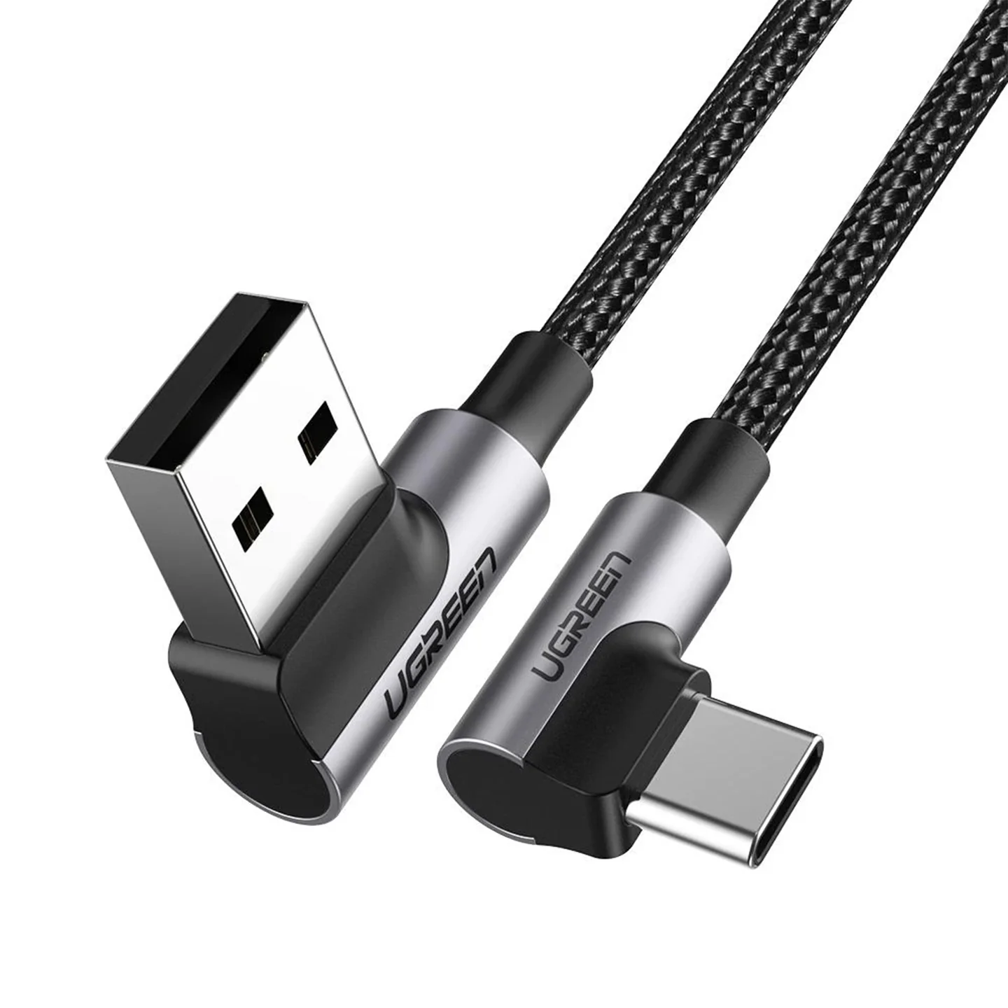 Ugreen US176 USB-A to USB-C 90 Degree Fast Charging Cable Space Gray 0.5m-20855 - Image 3