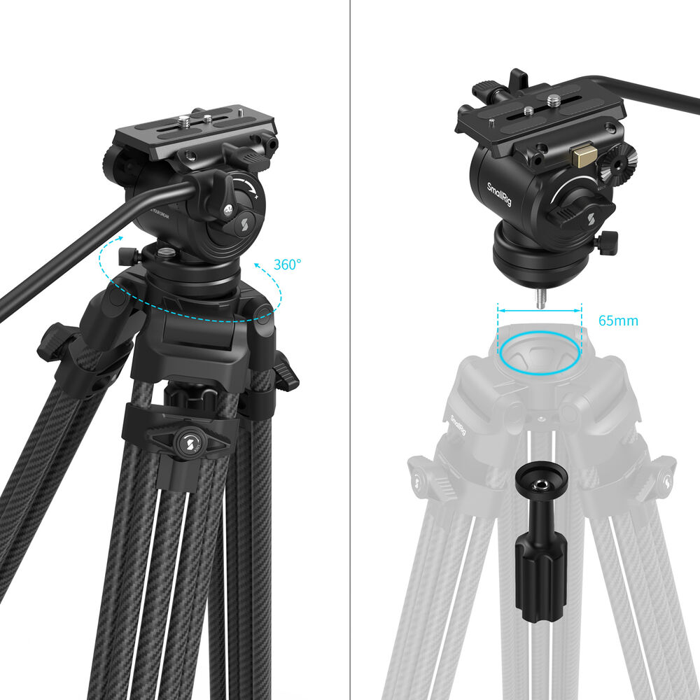 SmallRig Brand AD14 Heavy-Duty Carbon Fiber Tripod 5441 - Image 4