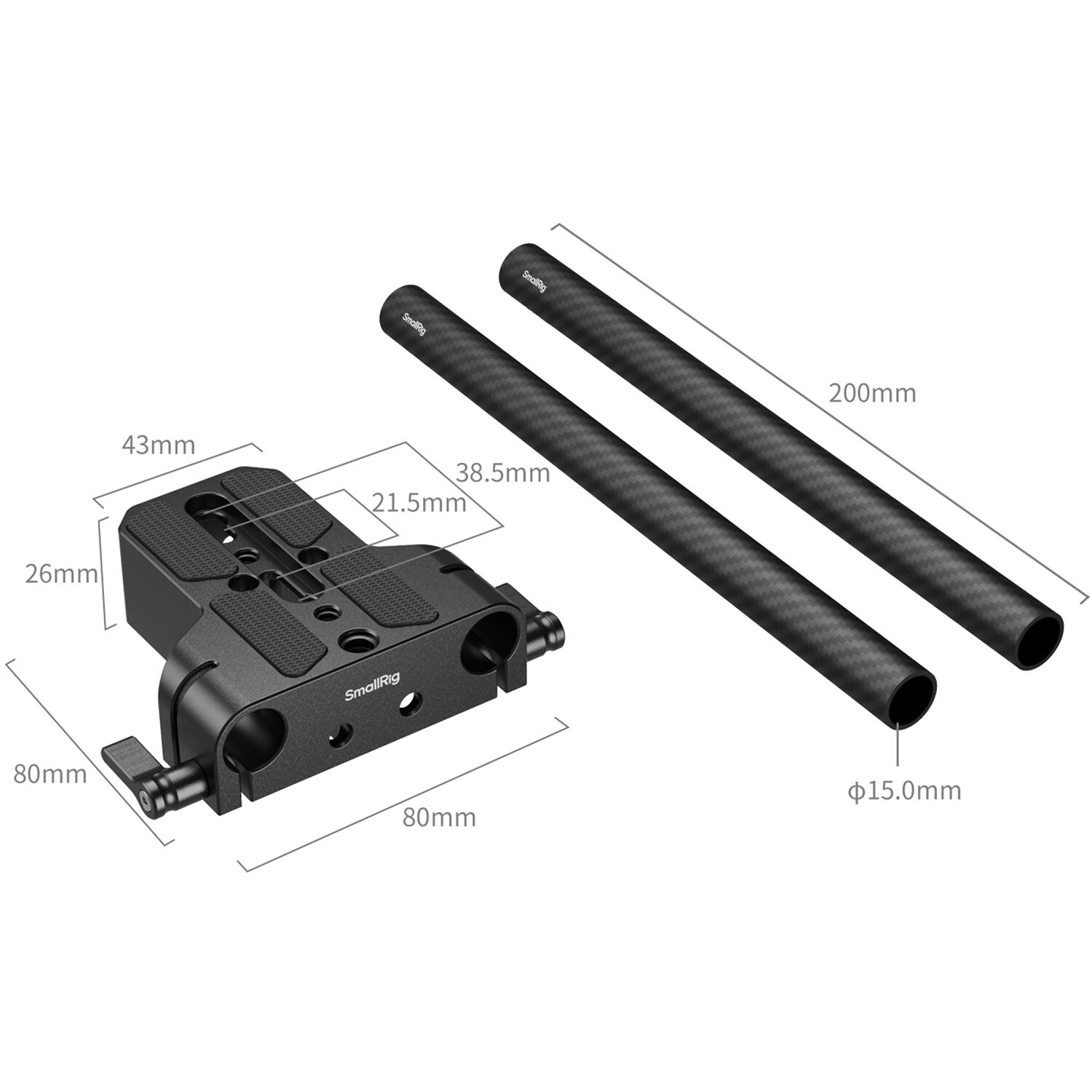 SmallRig Brand Bottom Mount Plate with Dual 15mm Rod Clamp 5609 - Image 3