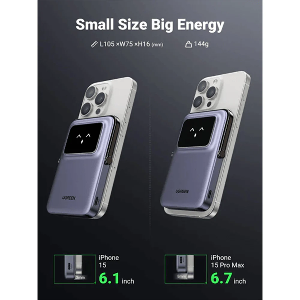 Ugreen PB571 5000mAh Mini Magnetic Robot Wireless 20W Power Bank-35605B - Image 2