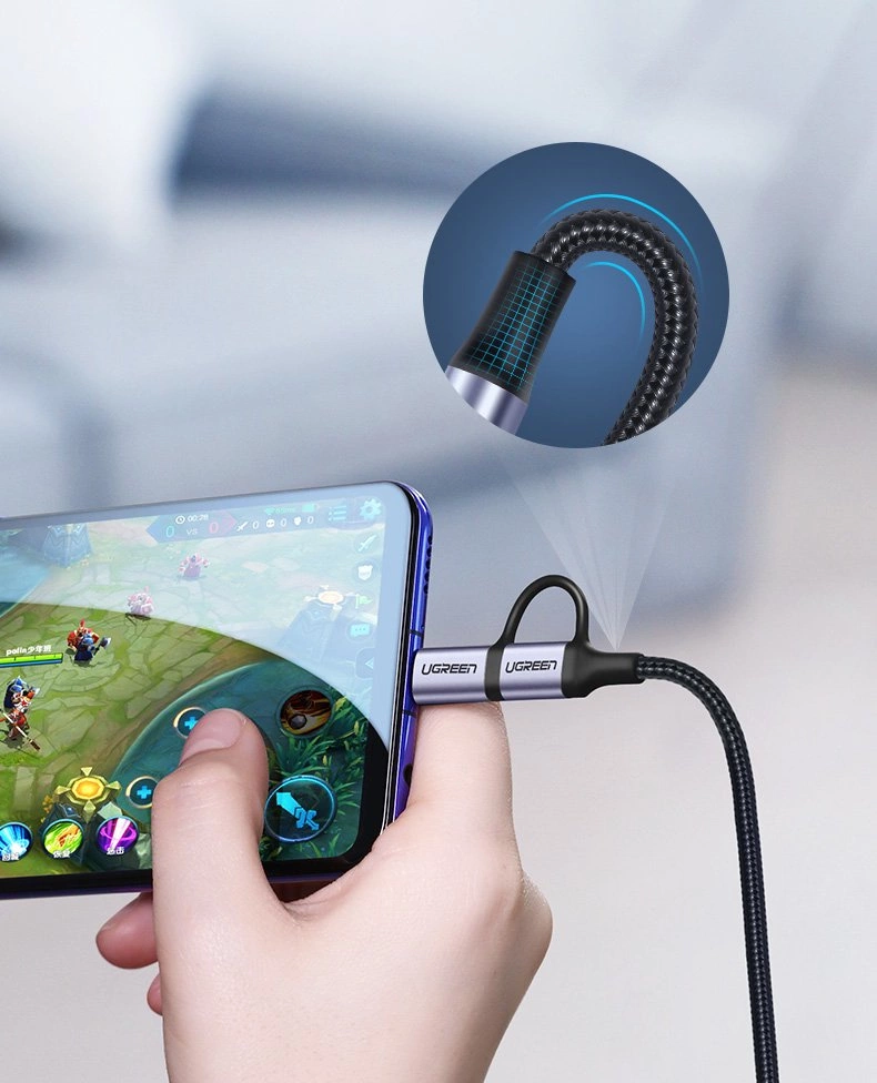 UGREEN US177 USB-A to Micro USB + USB Type-C Cable 1m (Black)-30875 - Image 8